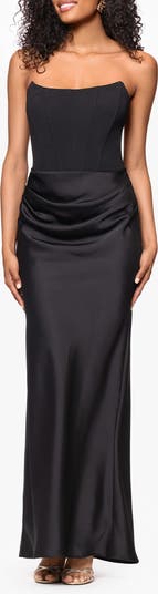 Strapless Scuba & Charmeuse Gown