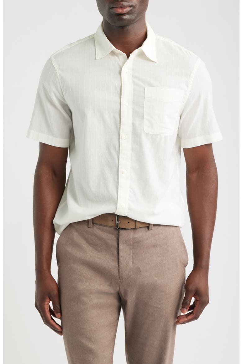 Short Sleeve Cotton Button-Up Shirt, Main, color, WHITE HOT