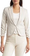 Amanda & Chelsea Pinstripe Ruched 3/4 Sleeve Blazer
