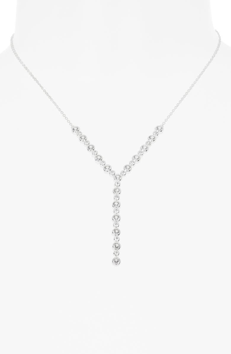 NORDSTROM RACK Bezel Set CZ Tennis Y Necklace, Alternate, color, Clear- Silver