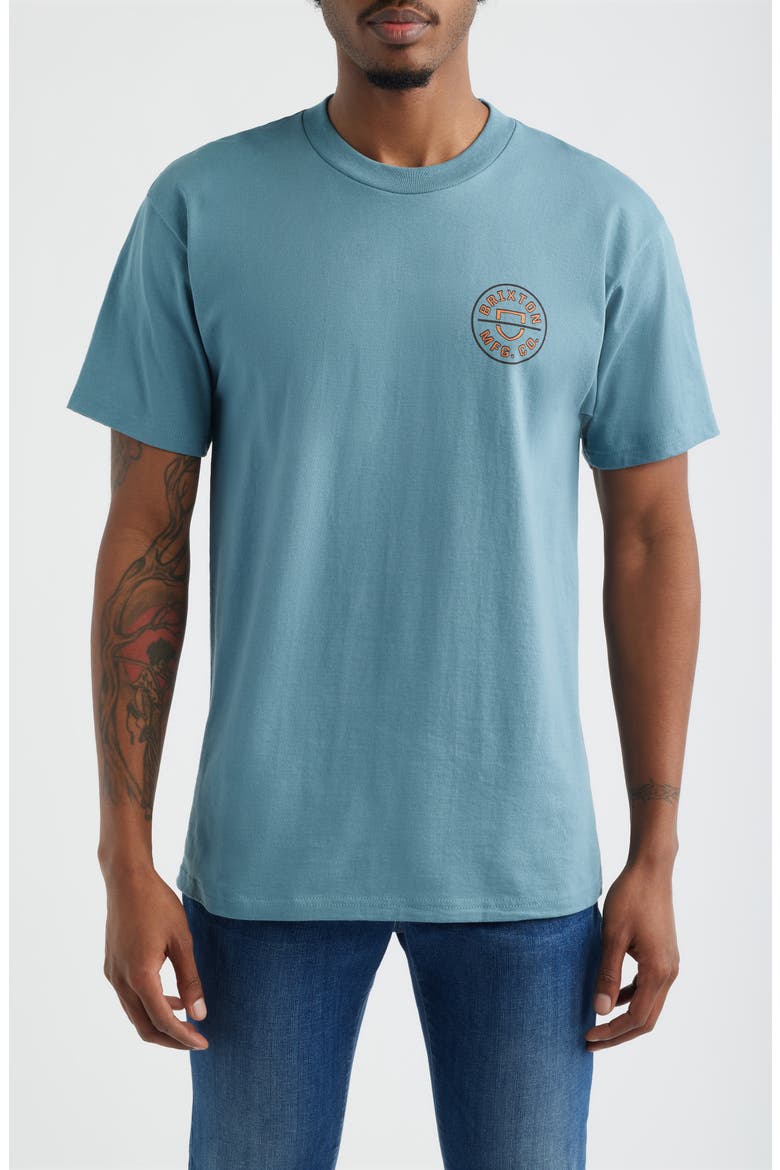 Crest Cotton Graphic T-Shirt, Main, color, OCEAN BREEZE/ BLACK/ RUST