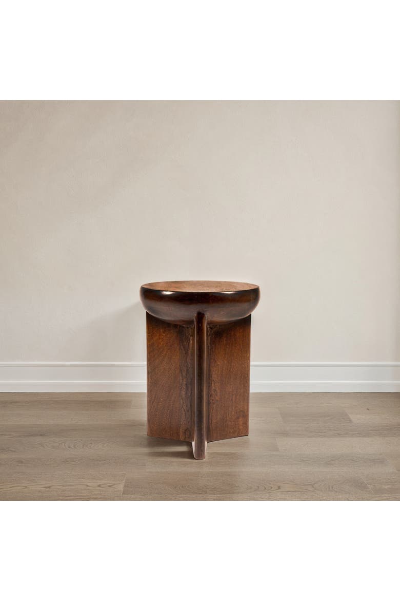Semi-Sphere Accent Table with Solid Legs, Alternate, color, Brown