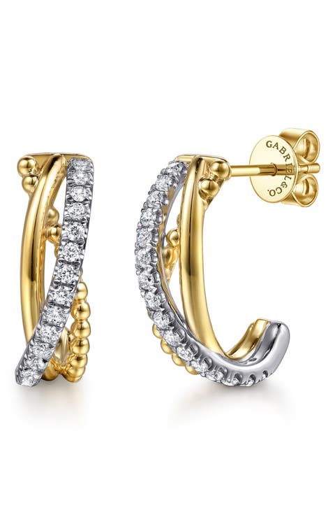 Bujuka 14k Gold Diamond Hoop Earrings