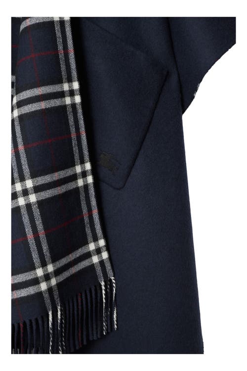 Burberry Reversible Check Wool Cashmere Cape In Blue