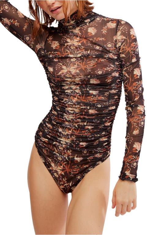 FREE PEOPLE FREE PEOPLE UNDER IT ALL RUCHED MESH TURTLENECK BODYSUIT