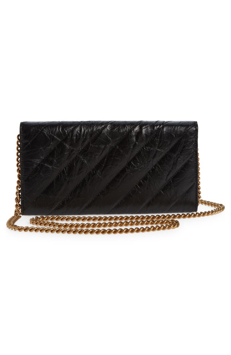 Balenciaga Crush Leather Wallet on a Chain, Alternate, color,