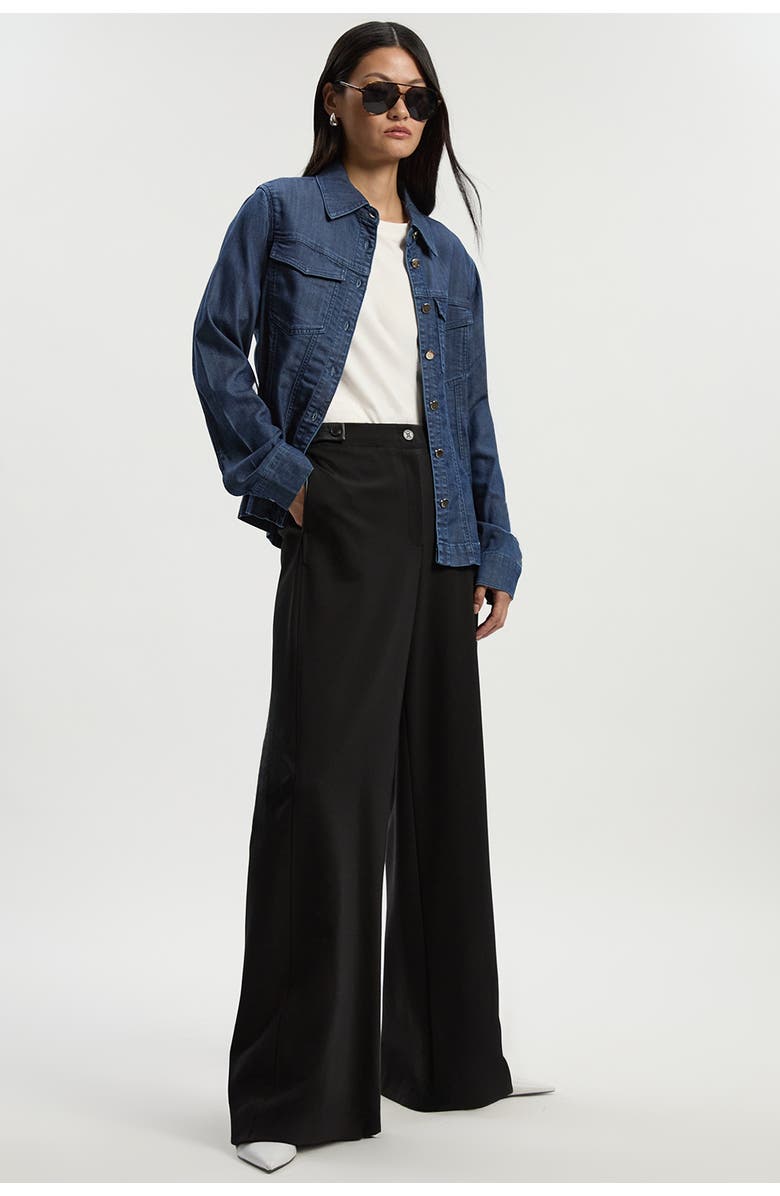 Karen Millen Ponte PU Wide Leg Pants, Alternate, color, Black