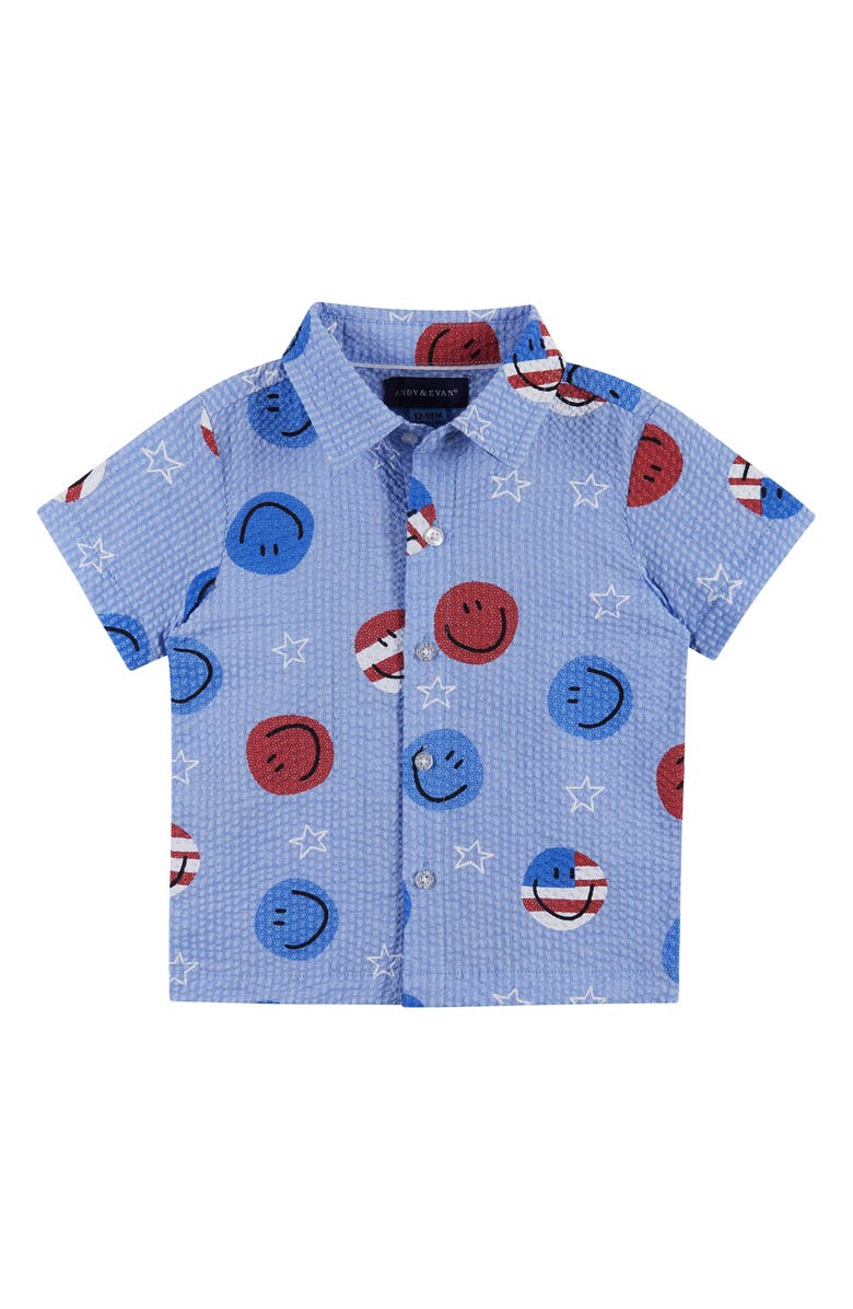 Andy & Evan Print Cotton Seersucker Button-Up Shirt & Shorts Set, Alternate, color, 