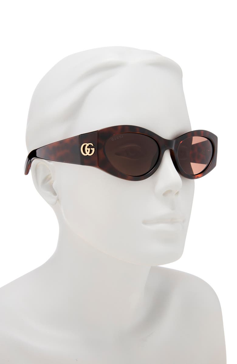 Gucci Core 53mm Oval Sunglasses, Alternate, color, Havana Havana Brown