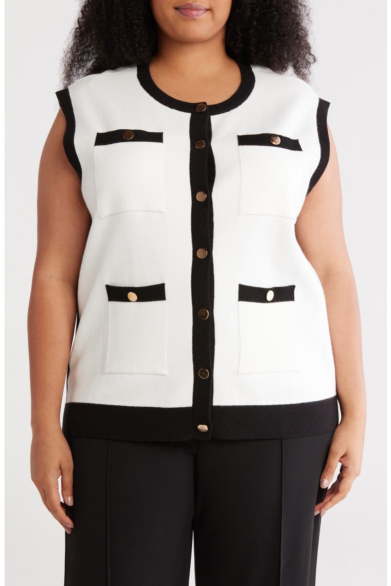 Kaia Sleeveless Sweater, Main, color, GARDENIA/ BLACK