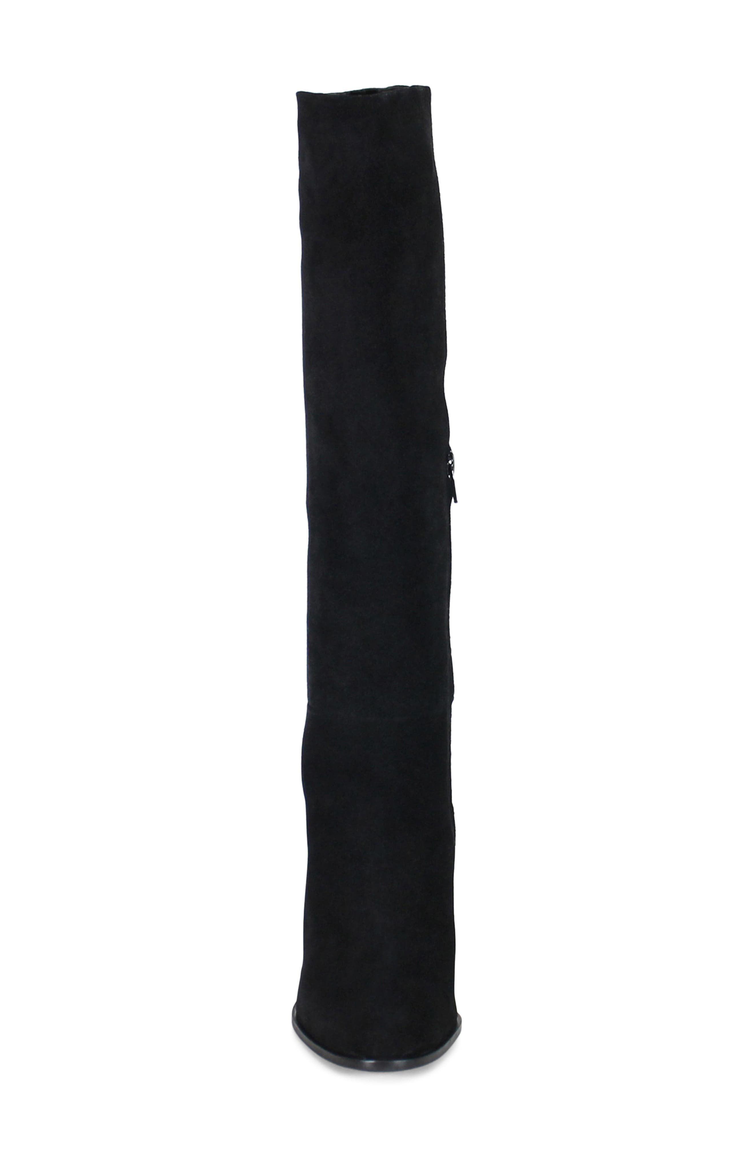 Text Back Leather Knee High Boot, Alternate, color, BLACK