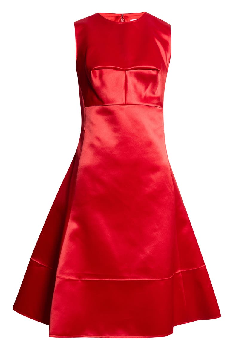Domaya Technical Satin Midi Dress, Alternate, color, RED