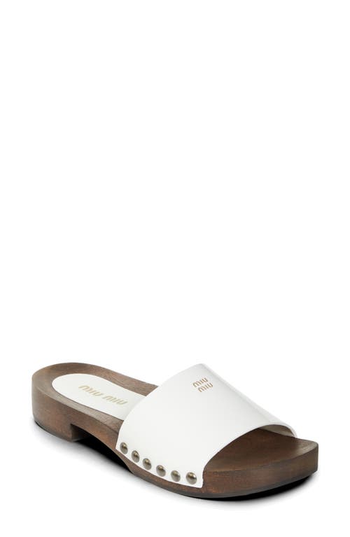 Shop Miu Miu Clog Slide Sandal In Bianco