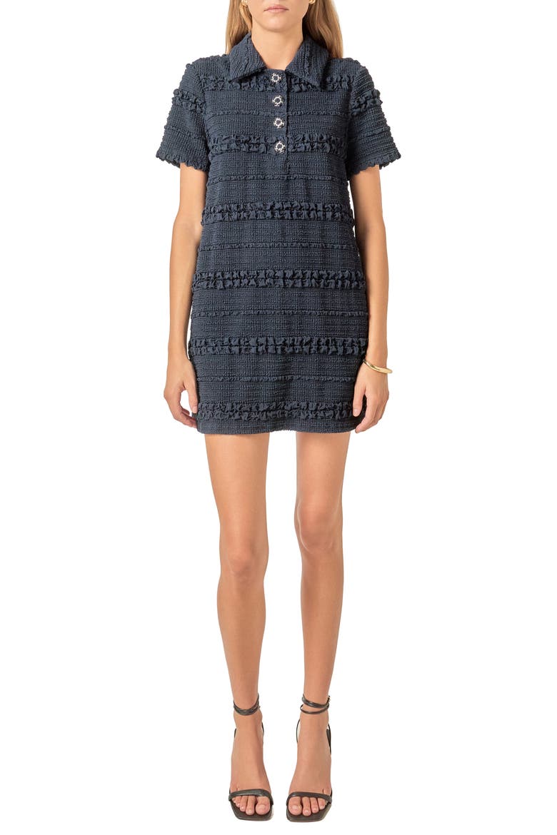 Embroidered Stretch Polo Minidress, Main, color, NAVY