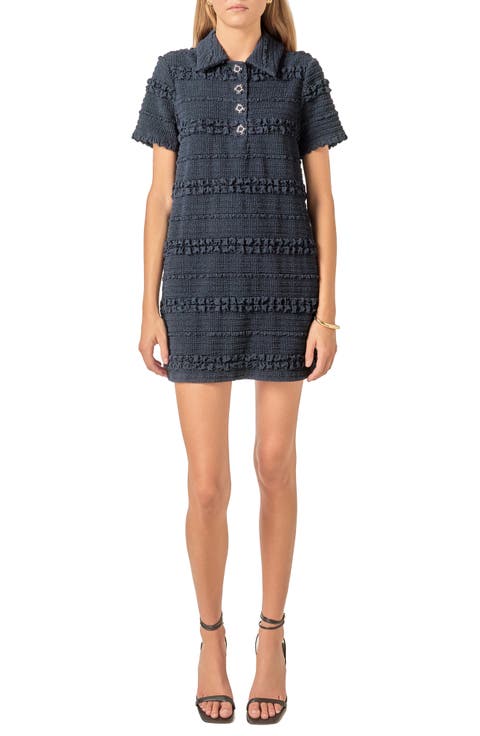 Embroidered Stretch Polo Minidress