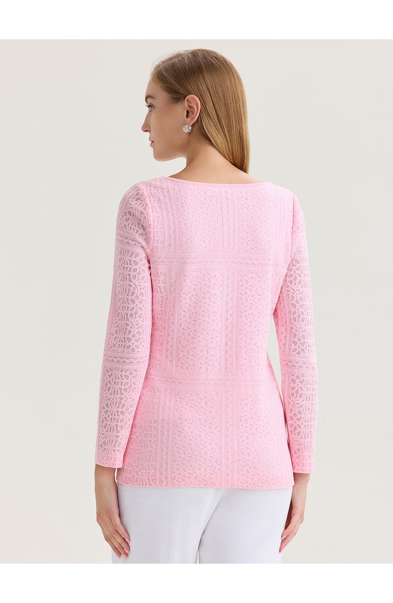 Misook Lined Tonal Burnout Soft Knit Tunic, Alternate, color, Pink