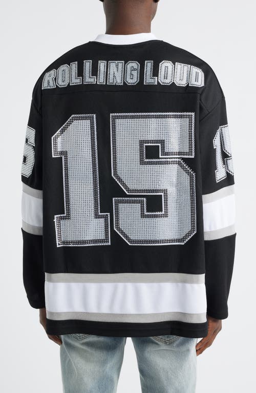 Rolling Loud Team Loud Rhinestone Hockey Jersey In Black