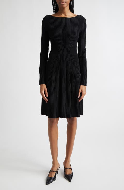 Ribbed Fit and Flare Sweater Dress