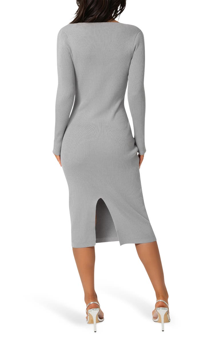 bebe Long Sleeve Sweater Dress, Alternate, color, Heather Grey