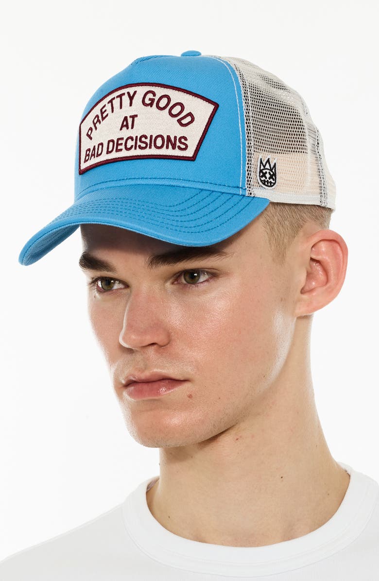 Cult of Individuality Pretty Good Mesh Back Trucker Hat, Alternate, color, Rhubarb