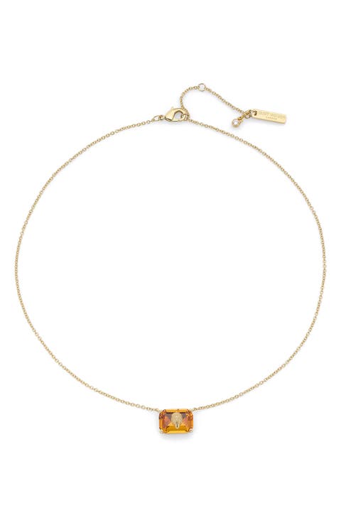 Emerald Cut Pendant Necklace