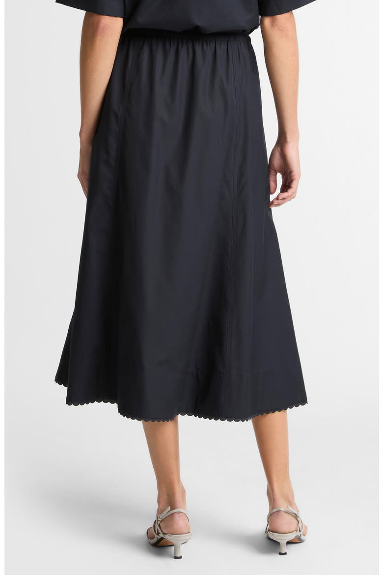 Scallop Hem A-Line Cotton Midi Skirt, Alternate, color, ECLIPSE