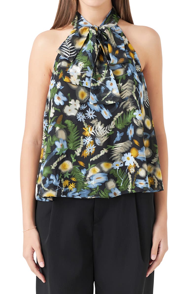 Endless Rose Floral Chiffon Shell, Alternate, color, Black Multi