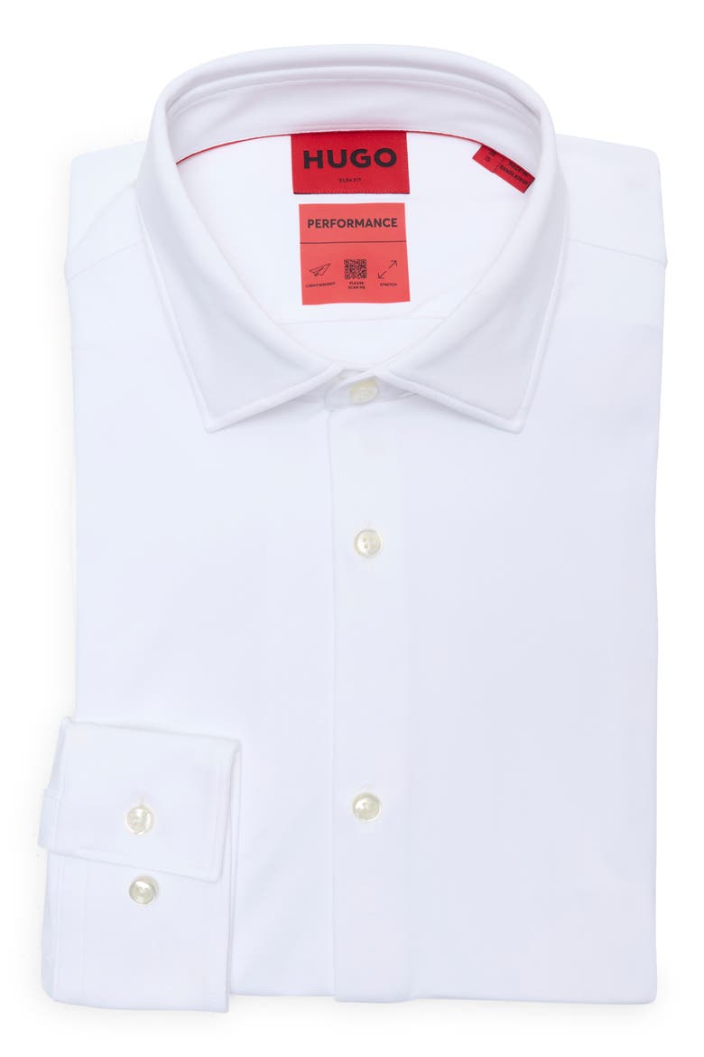 Kenno Trim Fit Performance Dress Shirt, Alternate, color, OPEN WHITE