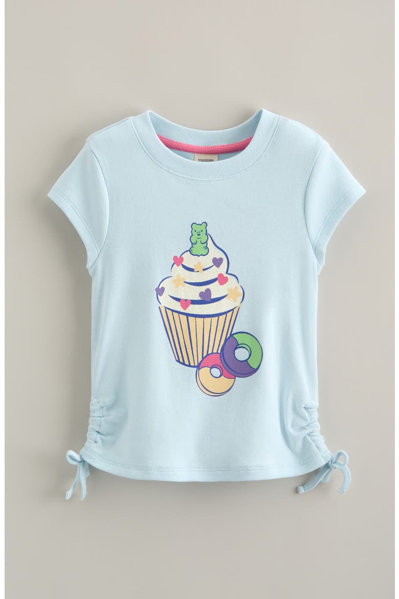 Kids' Side Ruched Graphic T-Shirt, Main, color, BLUE DELICATE SWEET LIFE
