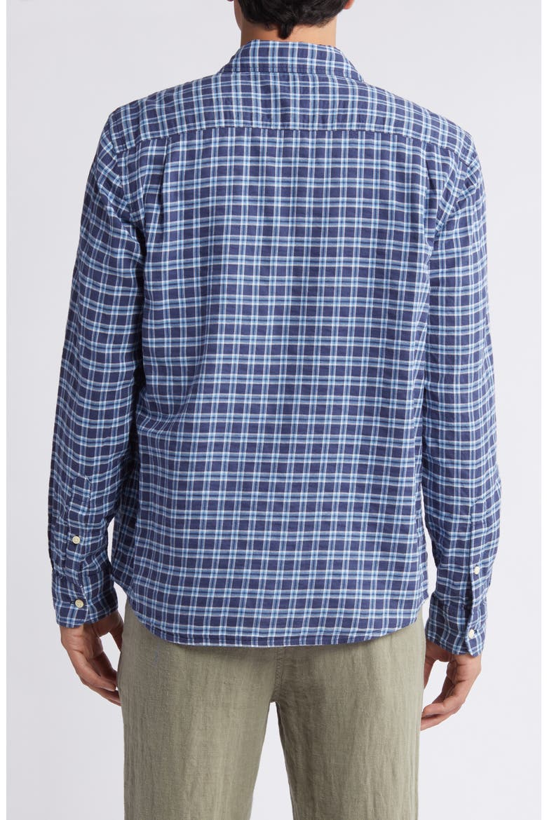 Tropical Cotton Button-Up Shirt, Alternate, color, NAVY VISTA PLAID