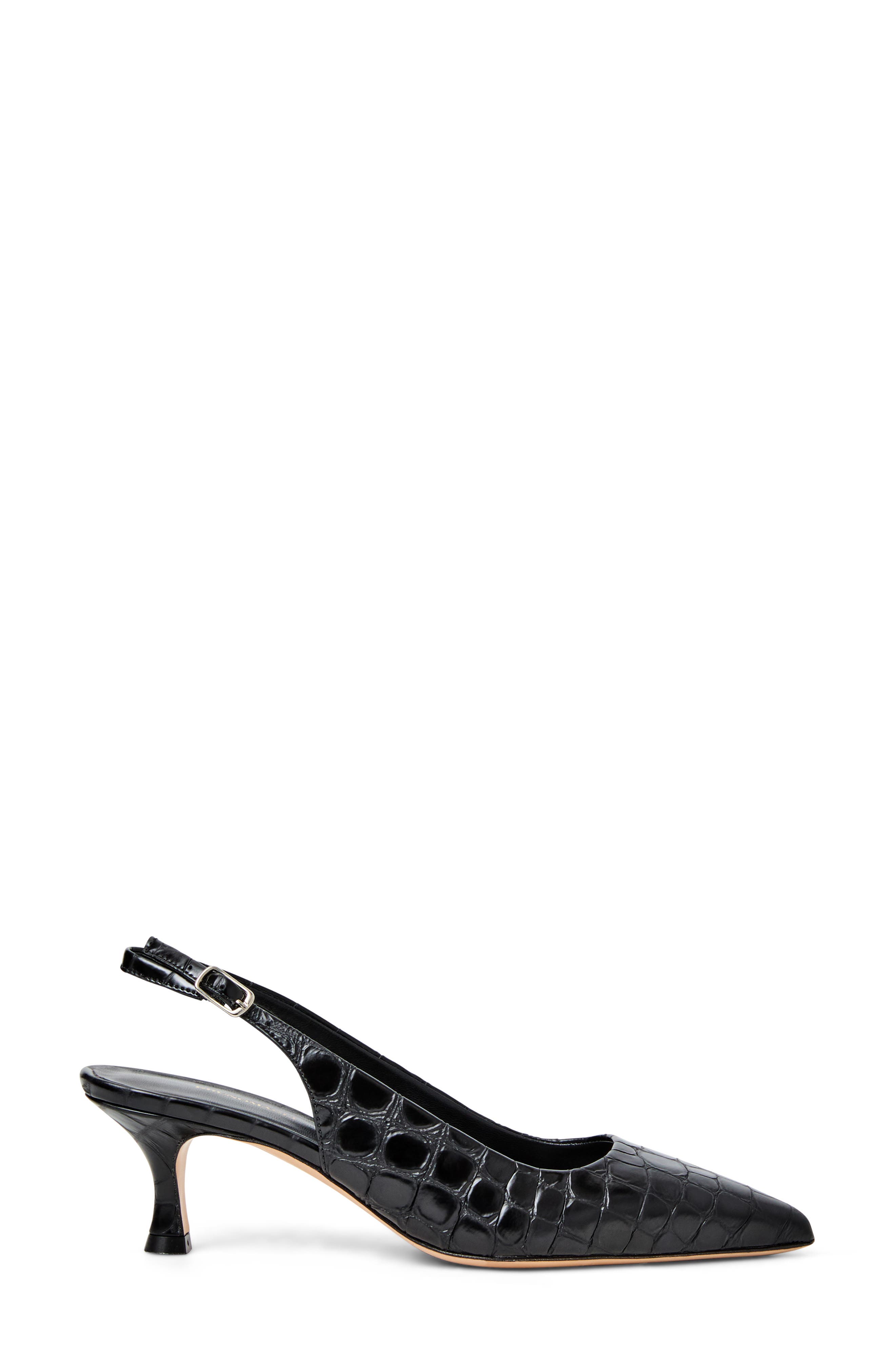 Bruno Magli Palerma Pointed Toe Kitten Heel Slingback Pump, Alternate, color, Black/ Croc