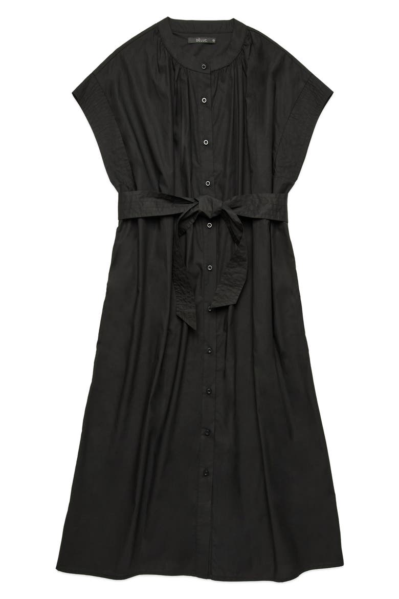 Cancela Cap Sleeve Cotton Poplin Shirtdress, Alternate, color, BLACK
