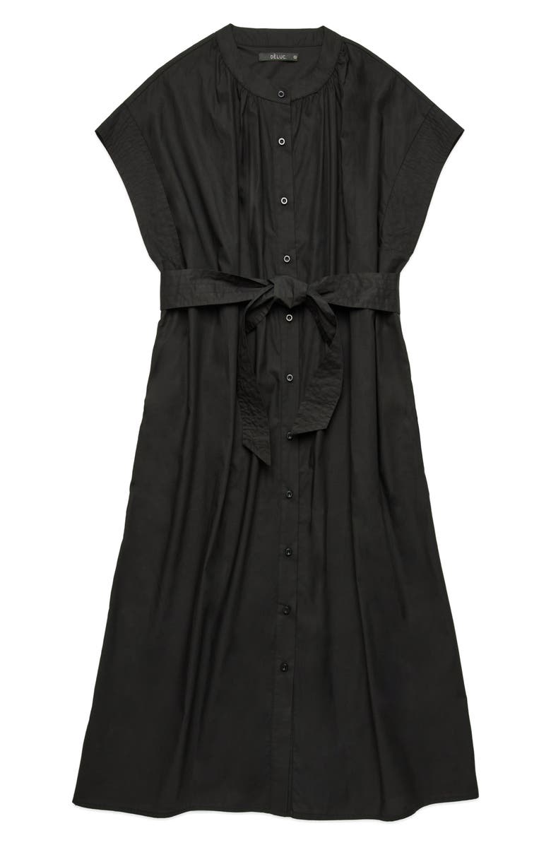 DELUC Cancela Cap Sleeve Cotton Poplin Shirtdress, Alternate, color, Black
