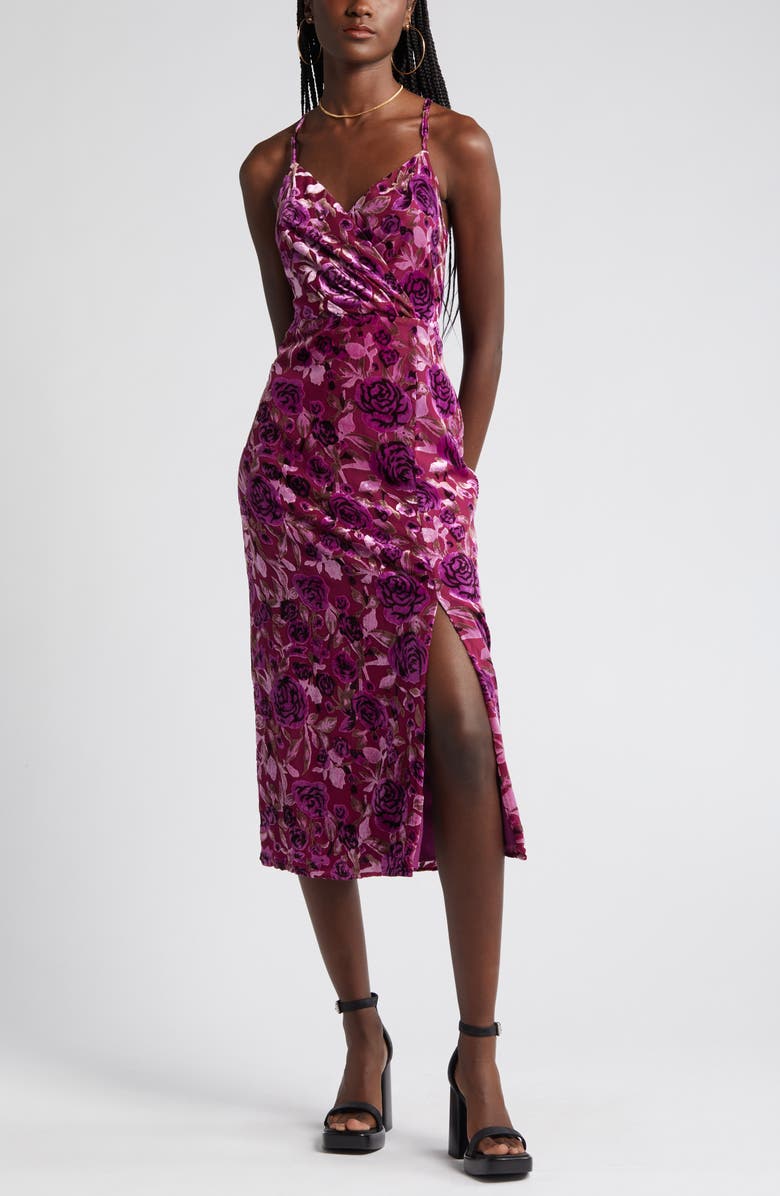 Adelyn Rae Velvet Burnout Slipdress, Alternate, color, 