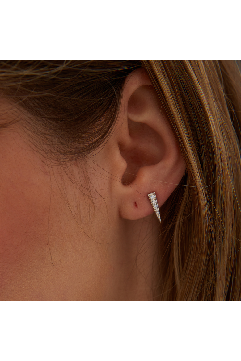 Long Pave Dagger Stud Earrings, Alternate, color, Silver