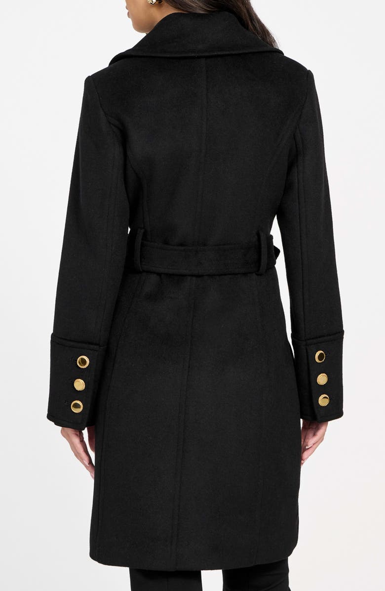 Marciano Alice Belted Coat with Removable Faux Fur Collar, Alternate, color, Jblack-Black