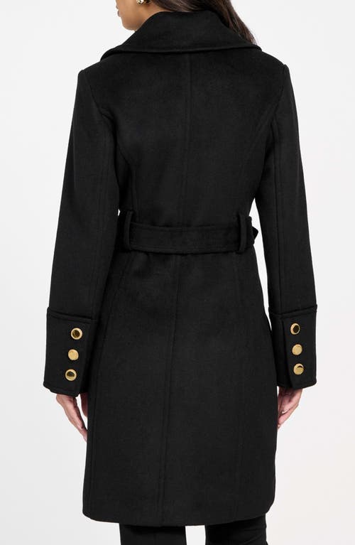 Marciano Alice Belted Coat With Removable Faux Fur Collar In Black
