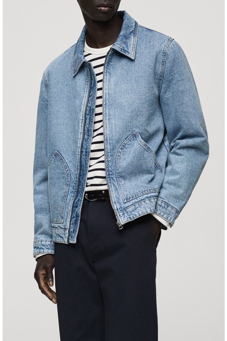 Lined Zip Denim Jacket, Main, color, MEDIUM BLUE