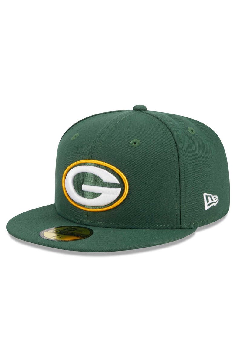 New Era Men's New Era Green Green Bay Packers Main Patch 59FIFTY Fitted Hat, Alternate, color, Green