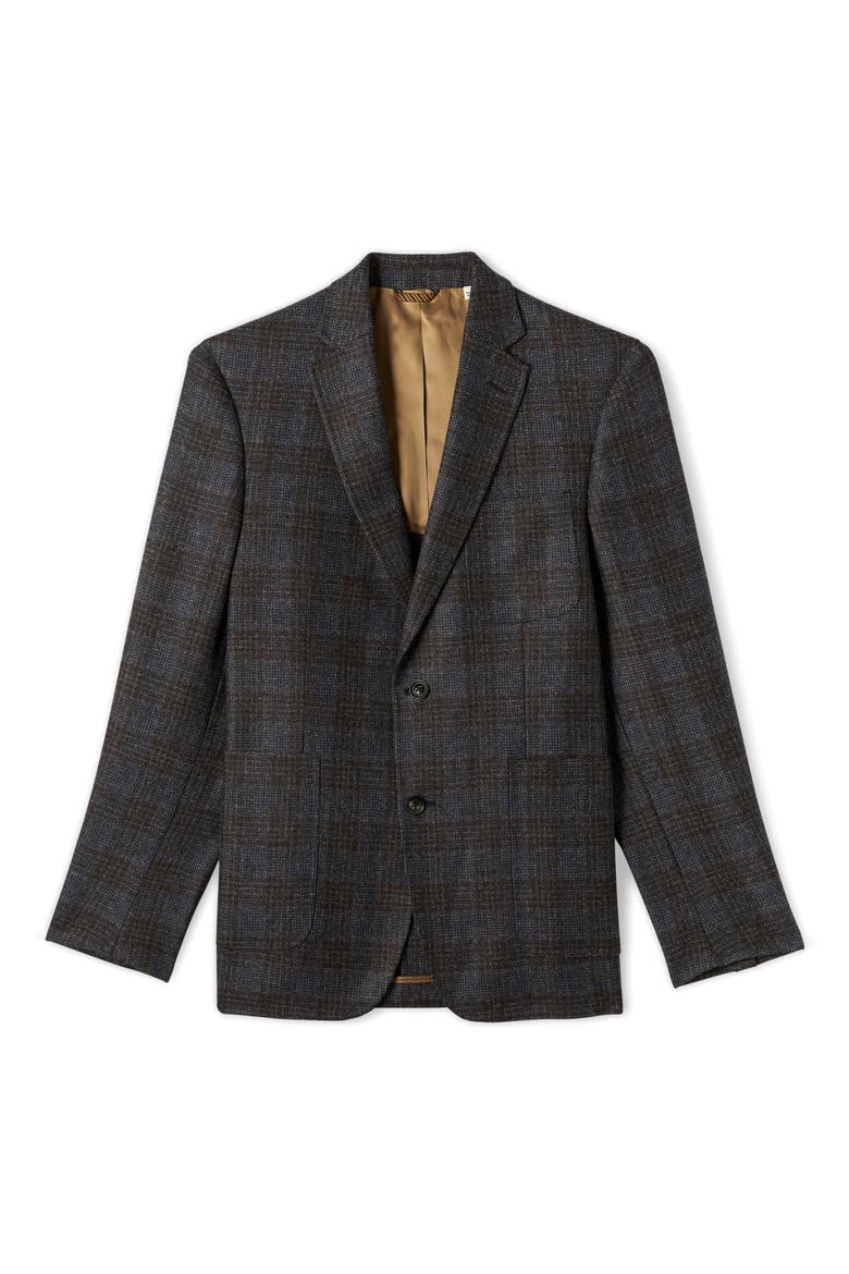 Plaid Wool Sport Coat, Main, color, BROWN