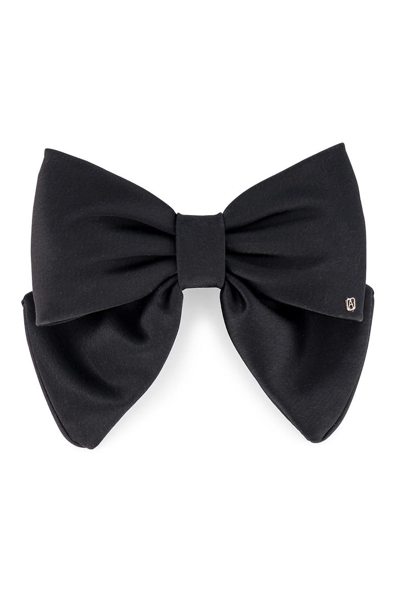Silk bow barette, Main, color, BLACK