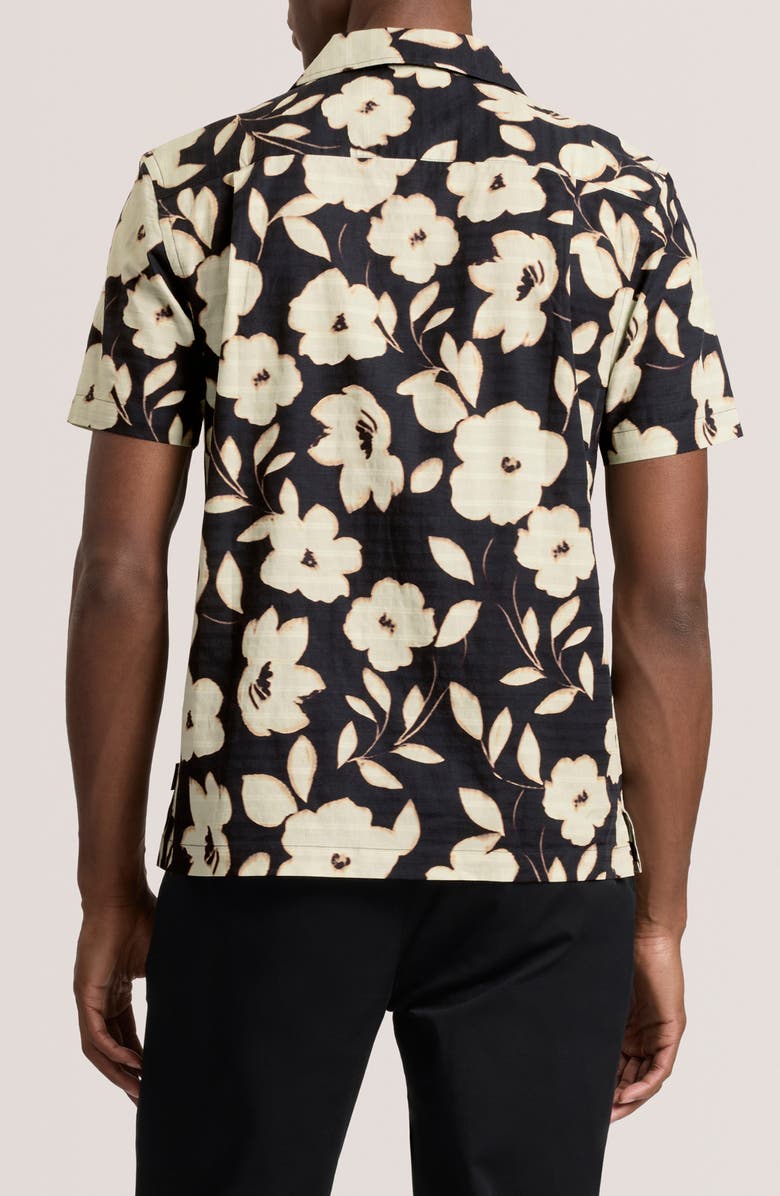 Ted Baker Floral Print Camp Shirt, Alternate, color, Black Beauty