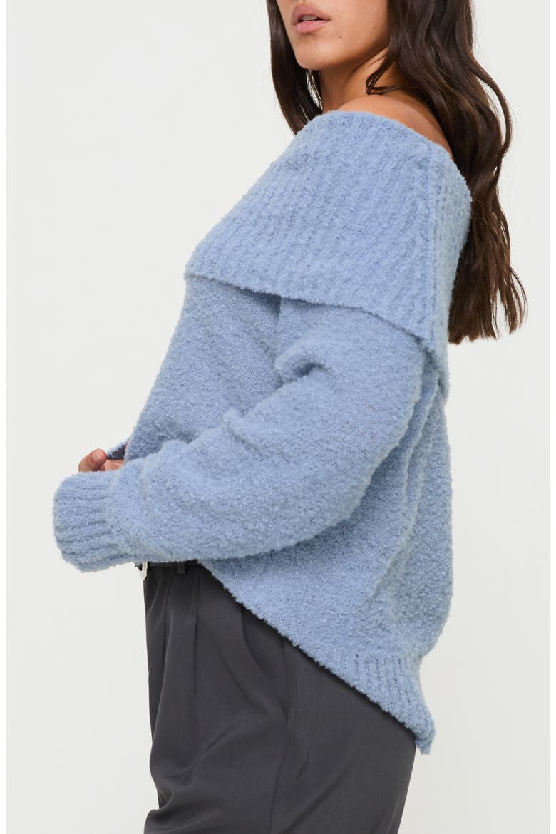 Parkley Off the Shoulder Bouclé Sweater, Alternate, color, BLUE