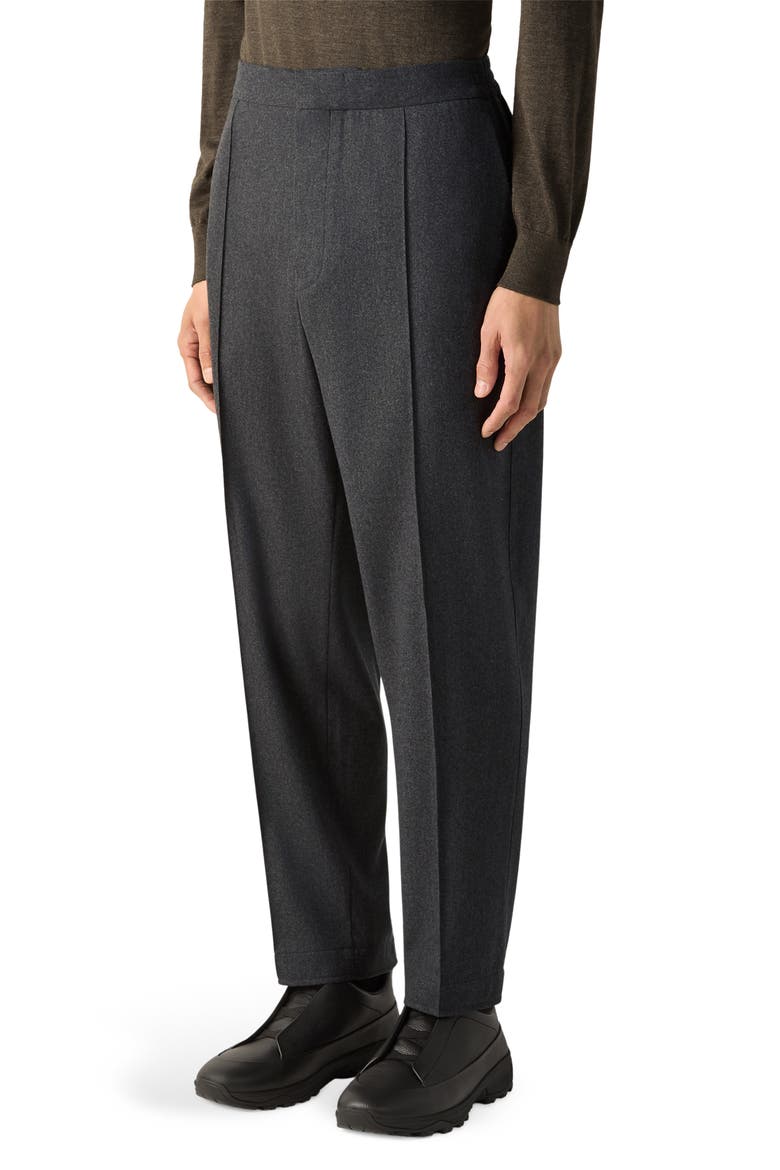 Pleated Wool, Silk & Cashmere Trousers, Main, color, DARK GREY