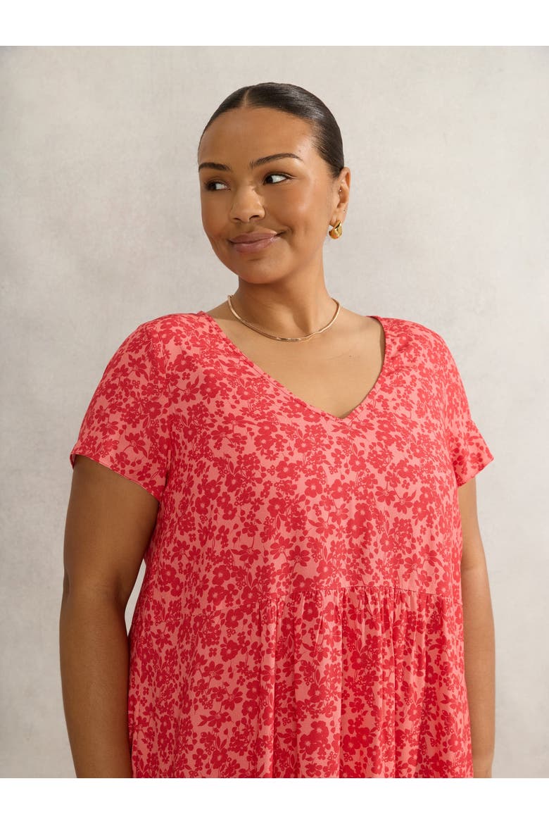 Short Sleeve V-Neck Midi Dress, Alternate, color, Pink