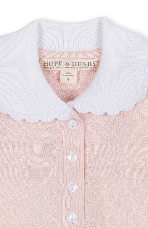 Hope & Henry Kids' Organic Peter Pan Collar Button Front Sweater Dress In Multi