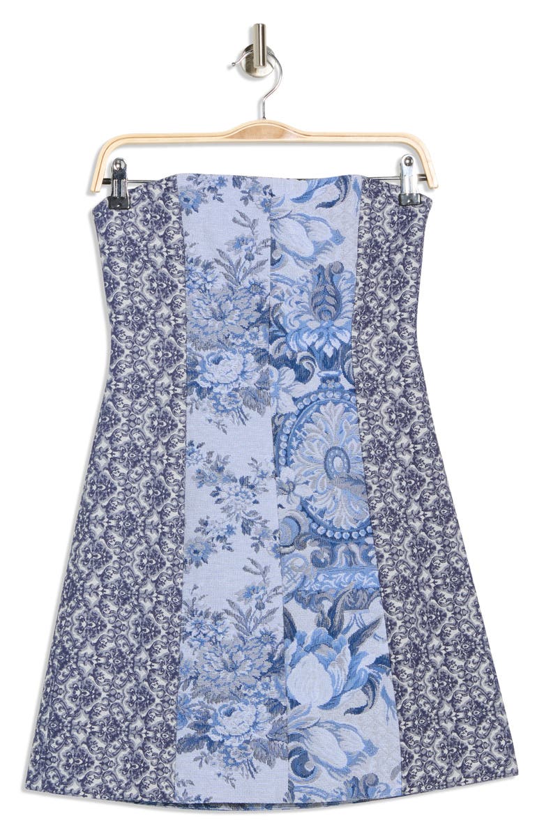 Alice + Olivia Violet Strapless Minidress, Main, color, Blue Multi