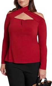 ELOQUII Cross Front Cut Out Top