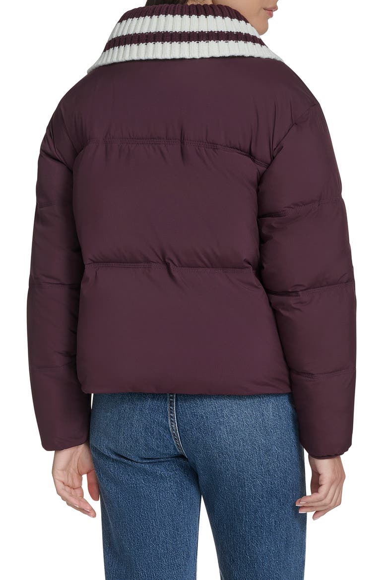 Shawl Collar Puffer Jacket, Alternate, color, BURGUNDY
