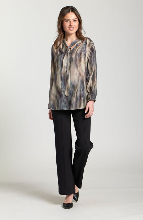 Apny Print Tassel Tie Neck Top In Multi